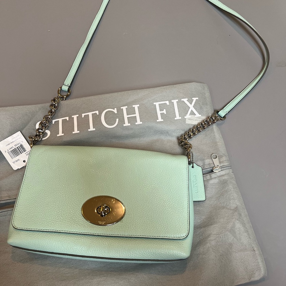 Coach Light Green Leather Crossbody Bag